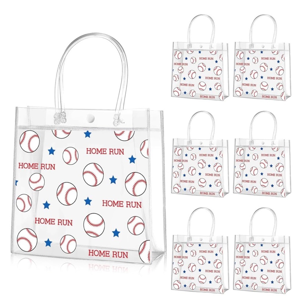 NEW 24 Amazon Clear Tote Bag with Red and Blue Baseball Design